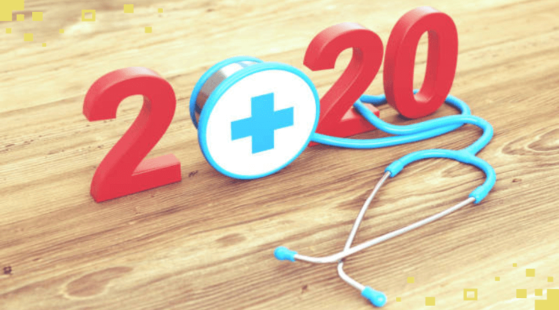 2020 год здоровый новый год цифры 2020 и фонендоскоп
