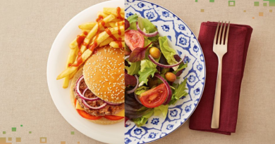 еда тарелка с едой правильное и неправильное питание тарелка гамбургером и салатом